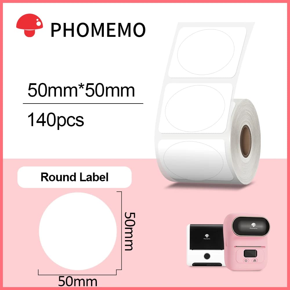 Phomemo 화이트 원형 감열 라벨 스티커 방수 M110 M200 M220