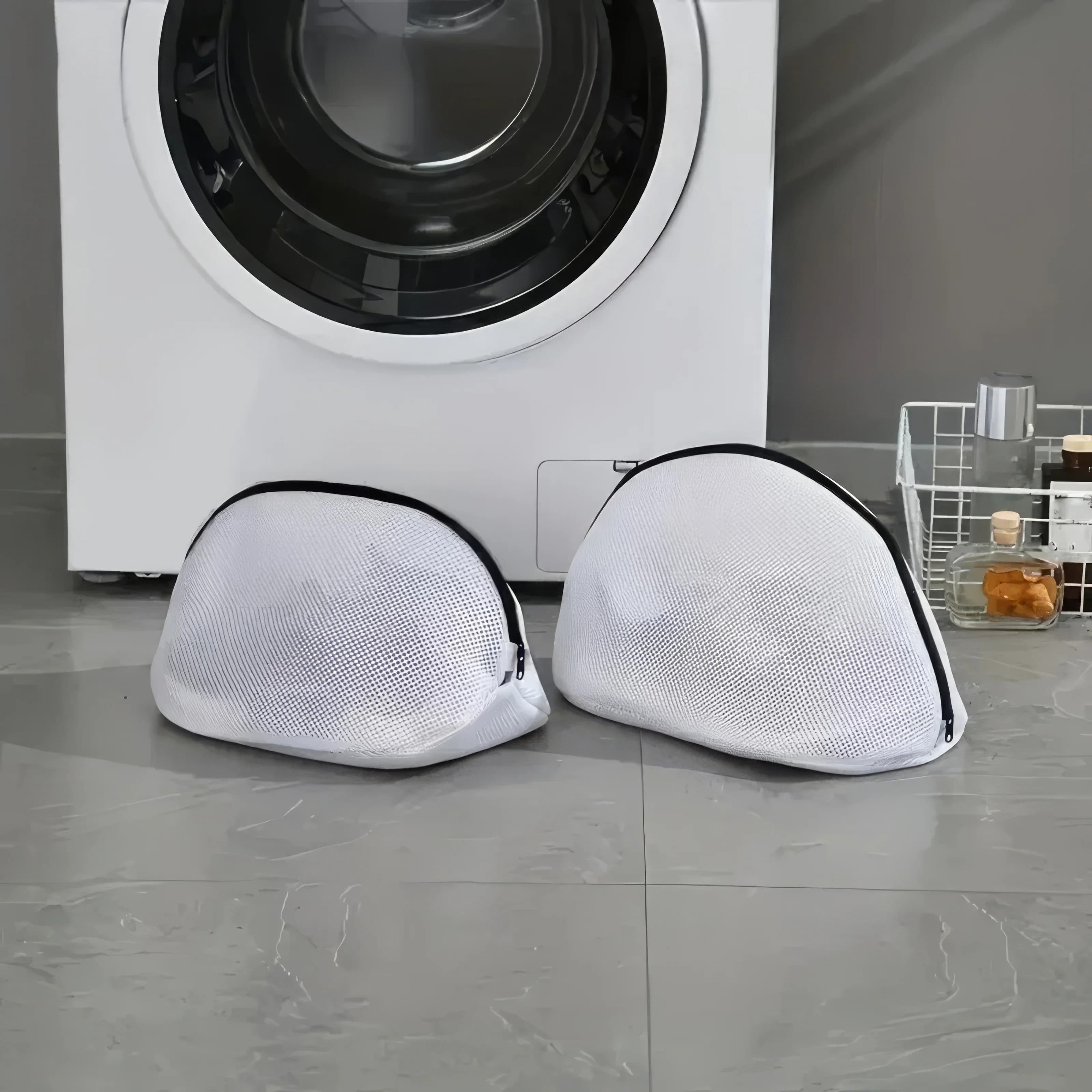 1 Lazy Shoe Bag White, Mesh Design, Machine Washable, Suitable for Shoe Protection in Washing Machines