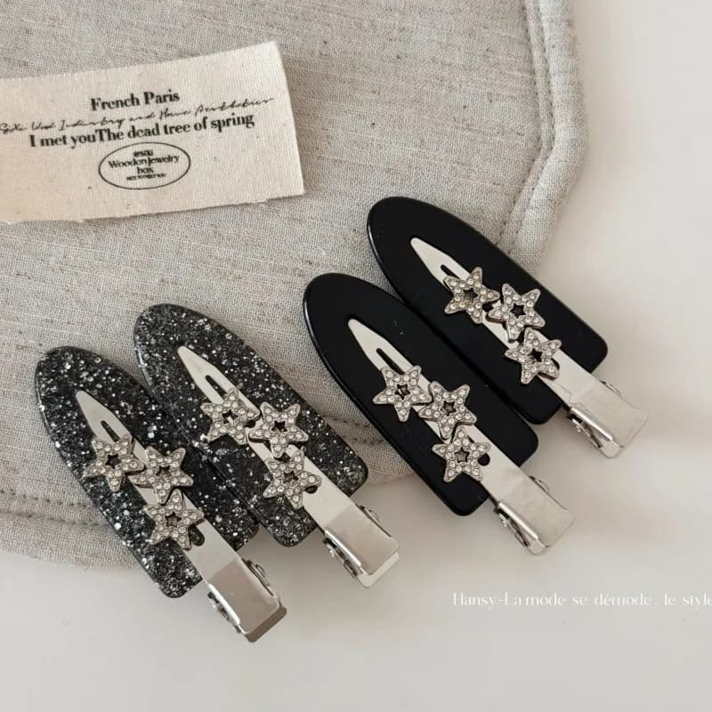 Flash diamond star barrettes seamless hair clip retro fashion bangs hairpin hair accessories acetic acid makeup