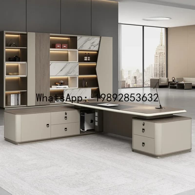 H5.15  president's office executive desk chairman's office lacquered manager's desk office desk and chair set