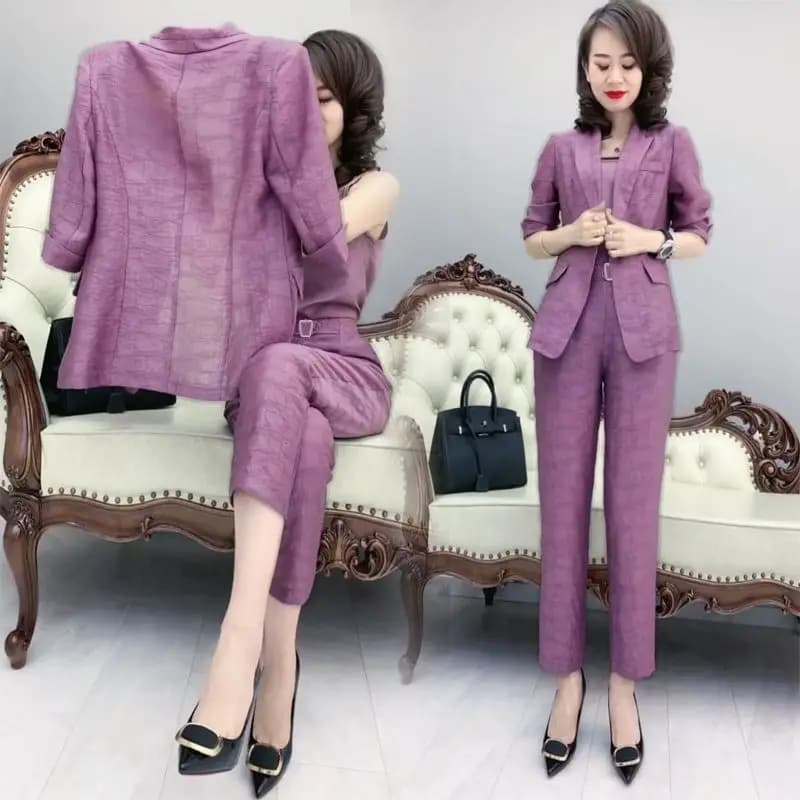 여성 여름 캐미솔 하렘팬츠 3종 세트 슬림 정장 코디