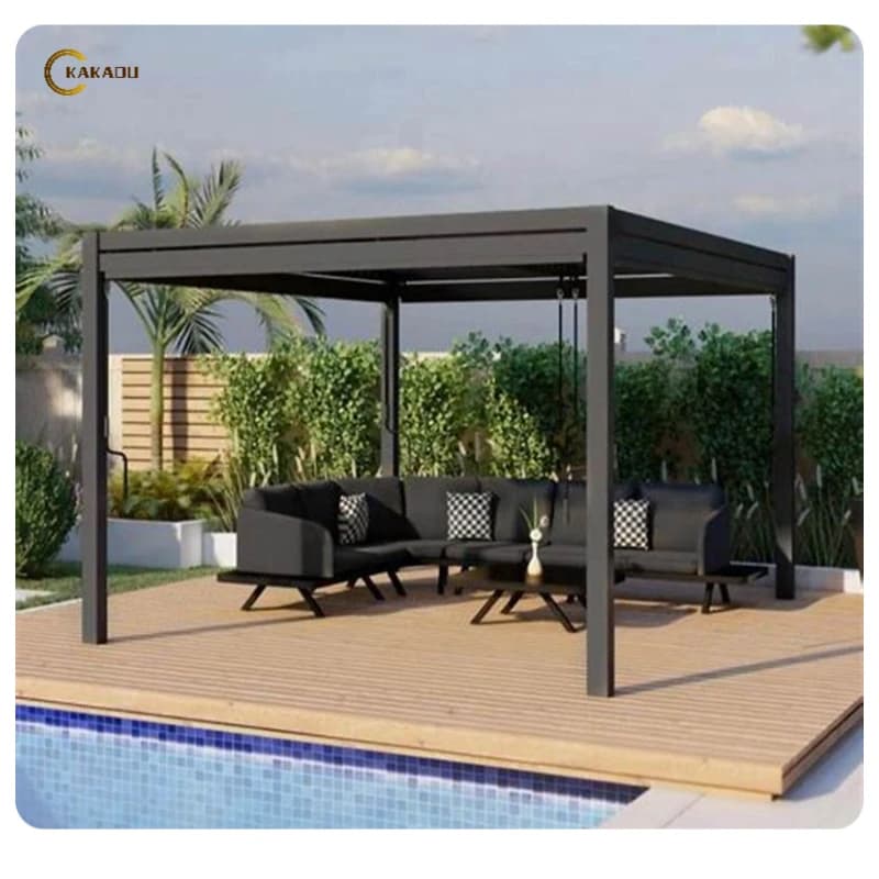 Outdoor Deck Garden Patio Gazebo Louvered Pergola Aluminum 1 Set Top Quality Aluminum Pergola Snow Metal Gazebo Waterproof