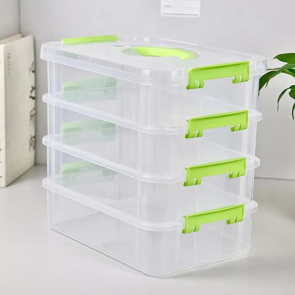 Layers Stackable Desk Storage Organizer Transparent Plastic Makeup Organizer Box Durable Jewelry Container Bins Drawer Table