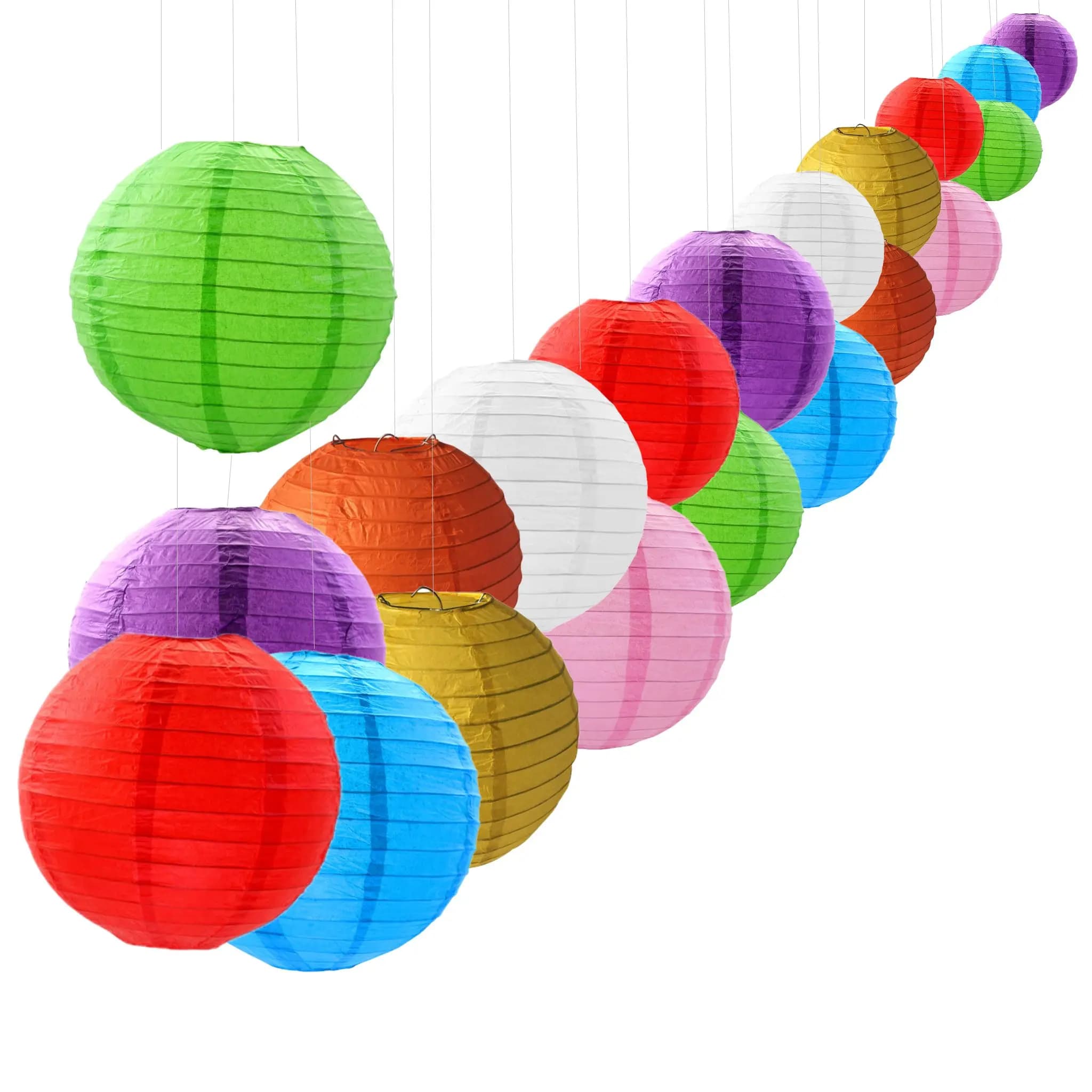 20pack Colorful Paper Lanterns Wedding Party Decoration Set, Reusable Easy Assemble,Birthday, Baby Shower Party Favor