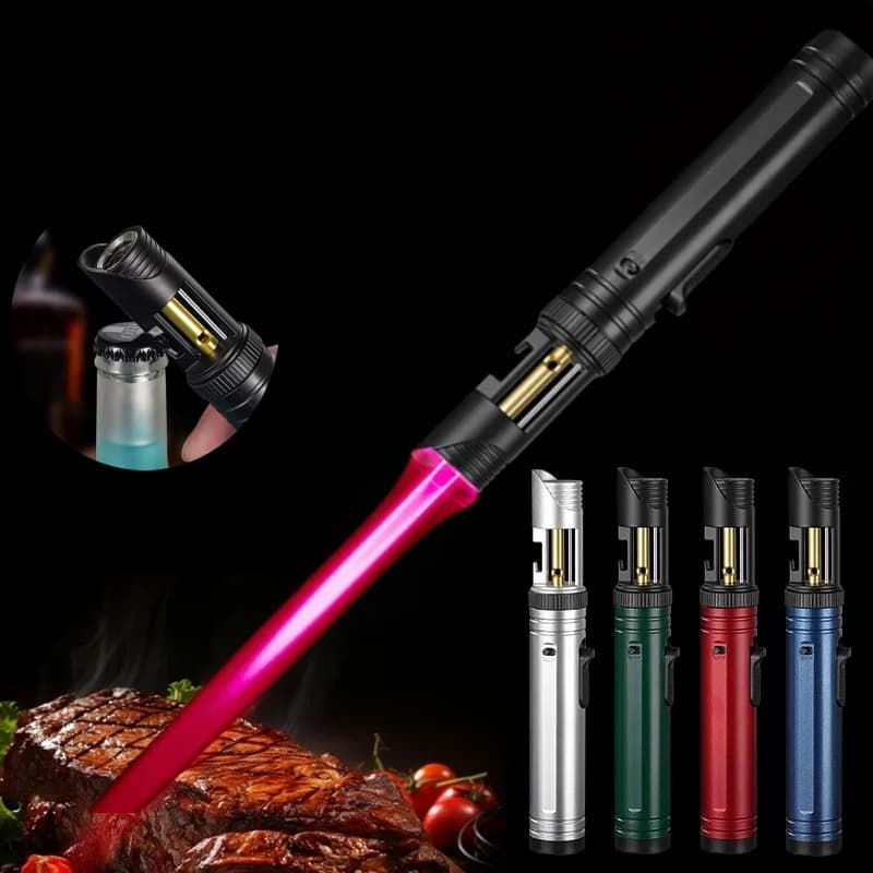 Metal High-temperature Large Capacity Bottle Opener Lighter, Windproof Turbine Inflatable Camping Kitchen Welding Gun Lighter