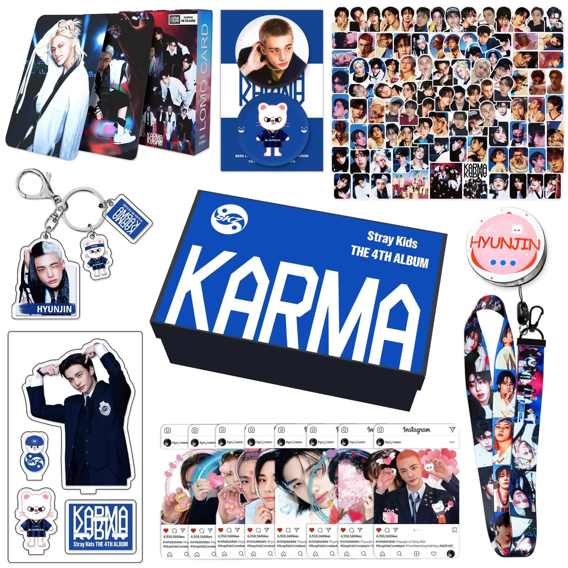 스트레이키즈 KARMA 2026 케이팝 굿즈 박스 키링 스티커 카드 랜야드 SKZOO 세트