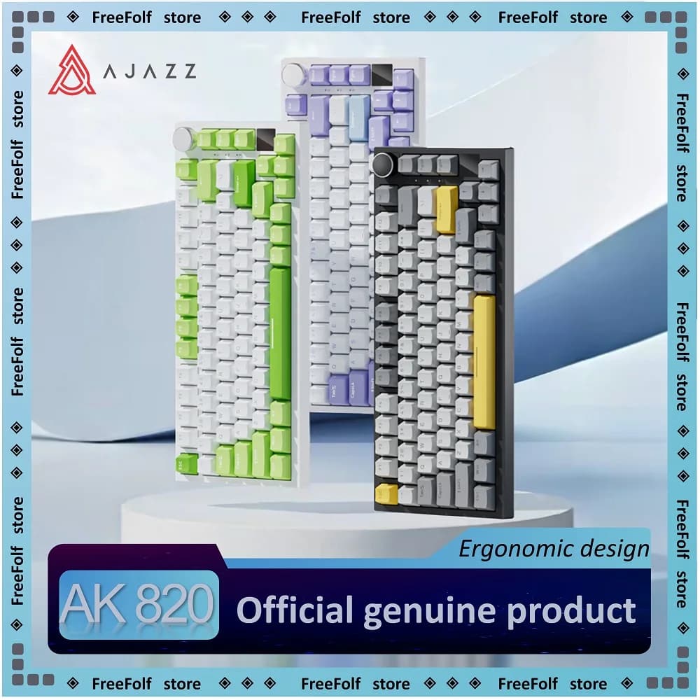 AJAZZ AK820 무선 게이밍 기계식 키보드 핫 스왑, 75% 레이아웃, 교환 가능한 스위치, 3가지 모드 연결