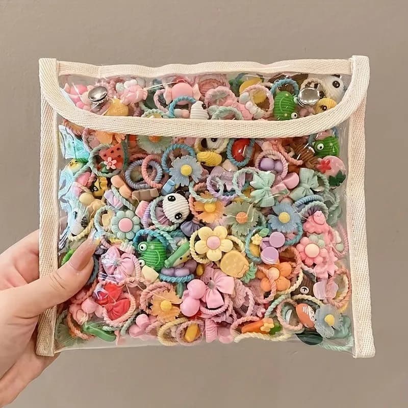 아동용 캐릭터 머리끈 30개입 2cm 과일 동물 꽃 논슬립