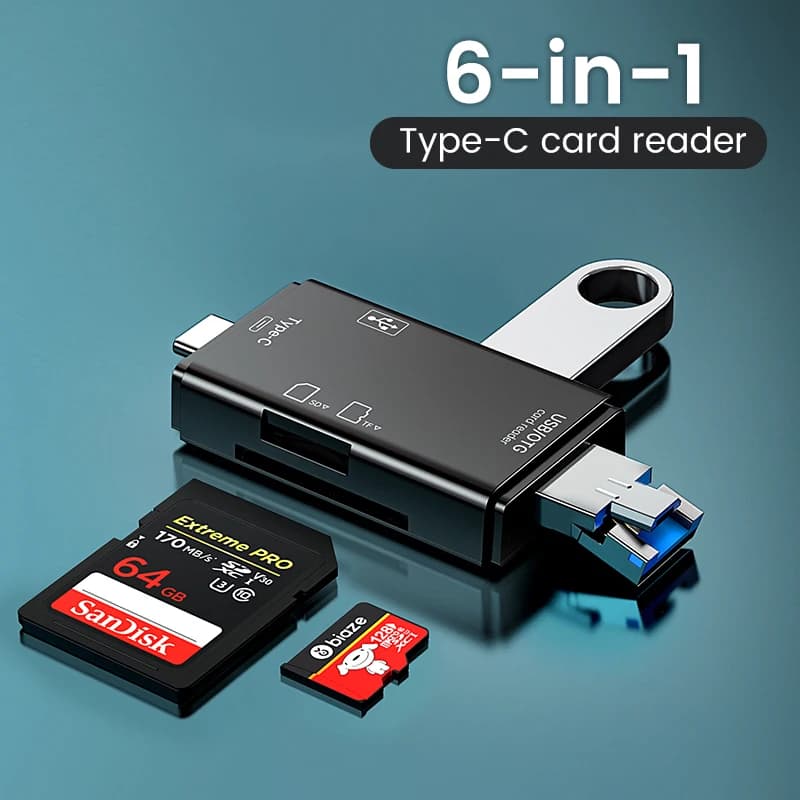 다기능 6in1 OTG SD 카드리더기 USB2.0 Type-C TF 어댑터