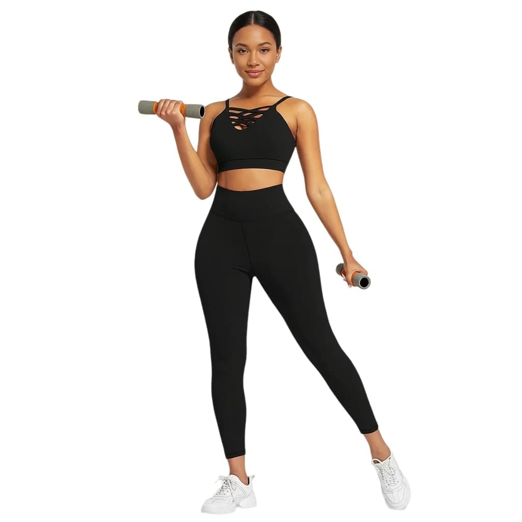 Pieces Women's Yoga Fitness Set - Gym Workout Long Sleeve Cropped Hoodie Active Wear Sport Tracksuit