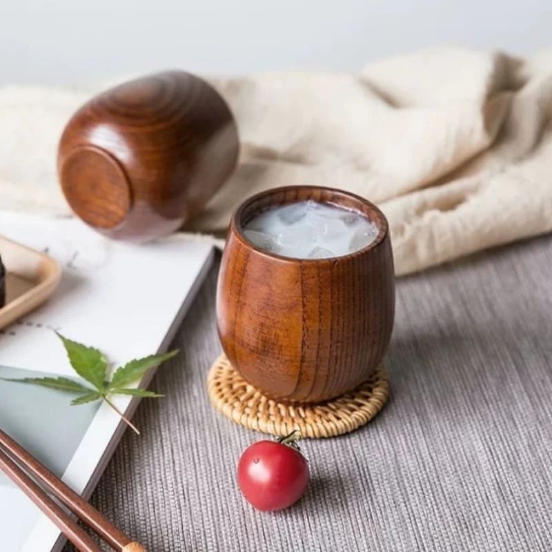 Home Use Sour Jujube Wood Cups Milk Cup Sake Cups Vintage Solid Wood Water Cup Round Barrel Cups