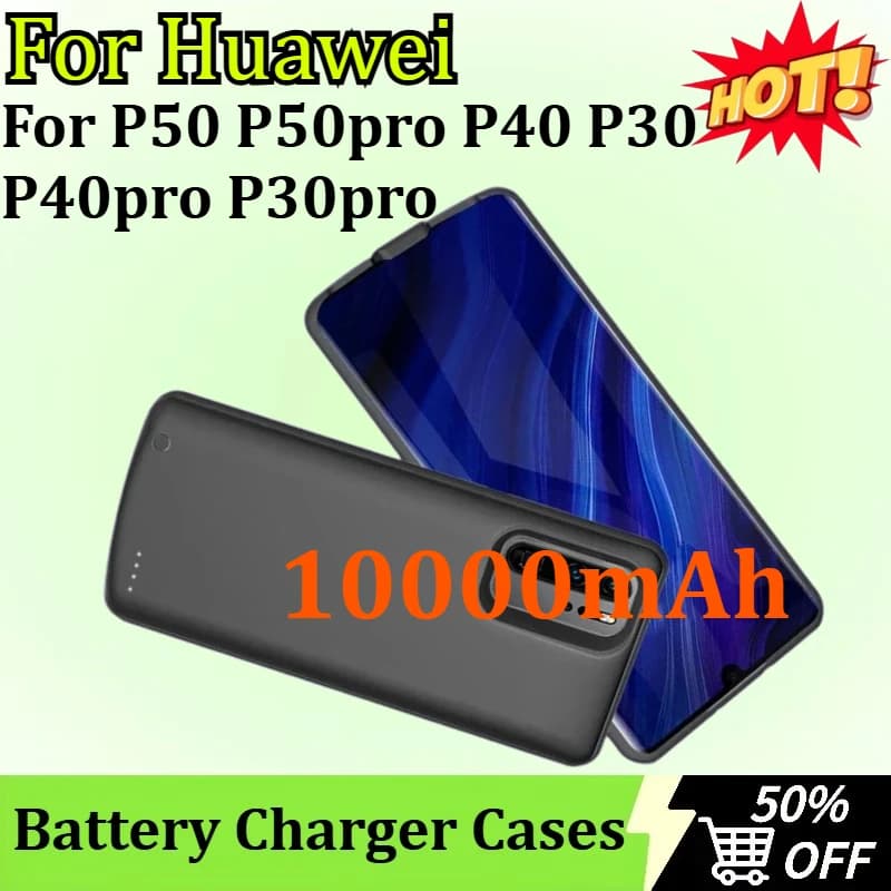 10000mAh 화웨이 P50 P40 P30 배터리 충전 케이스 보조배터리