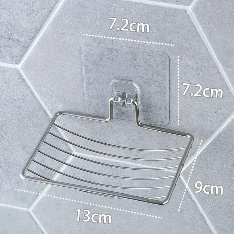 Stainless Steel Light Luxury Soap Rack Punch-Free Nail-Free Bathroom Shelf Single Layer Wall Hanging Drain Sucker Soap Box
