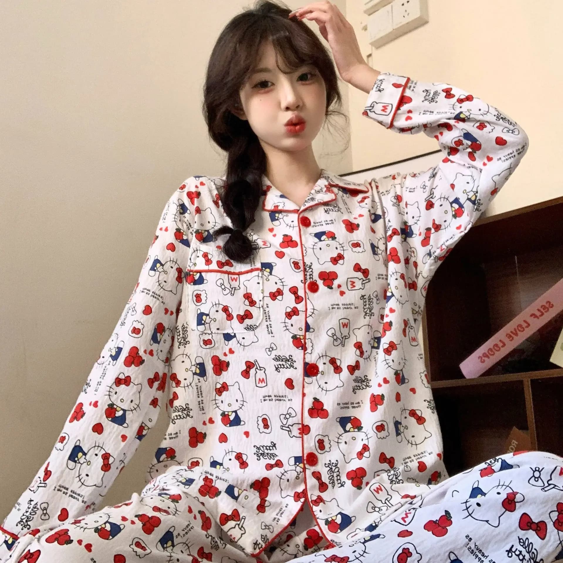 여성 봄가을 카디건 구름솜 카라 홈웨어