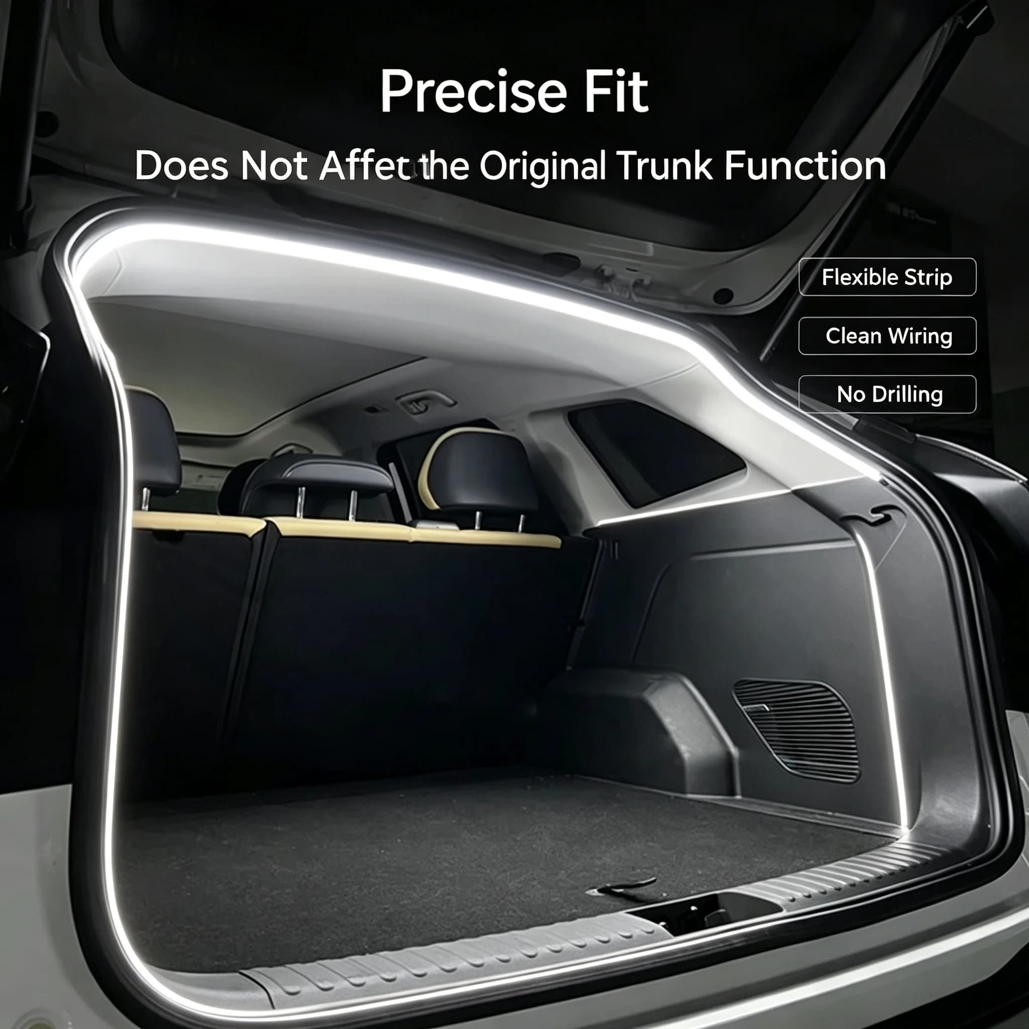 Auto Sensing LED Car Trunk Tailgate Light Strip, High Brightness Tail Box Interior Atmosphere Decor Lamp