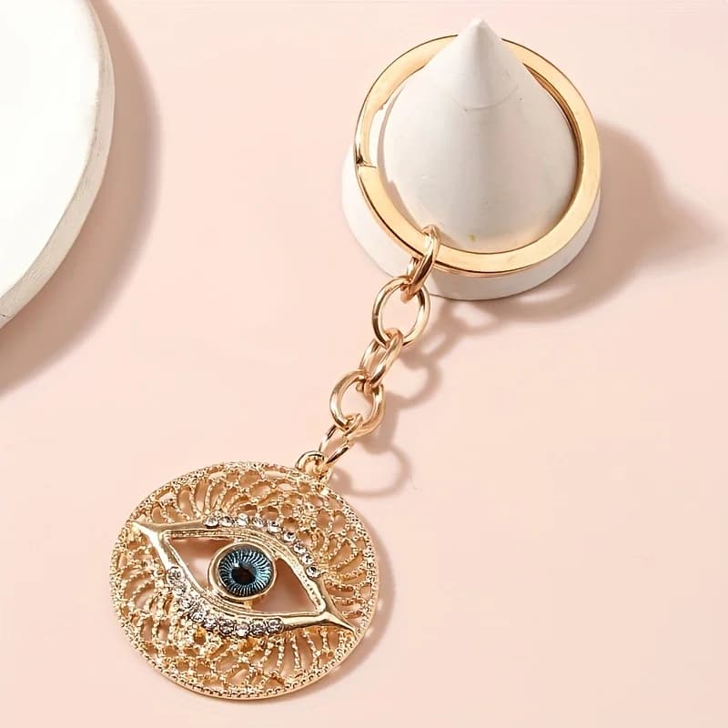 A Fashionable and Shiny Golden Evil Eye Keychain, Cute Ladies' Bag Decoration, Trendy Accessory, Elegant and Charming Keychain,