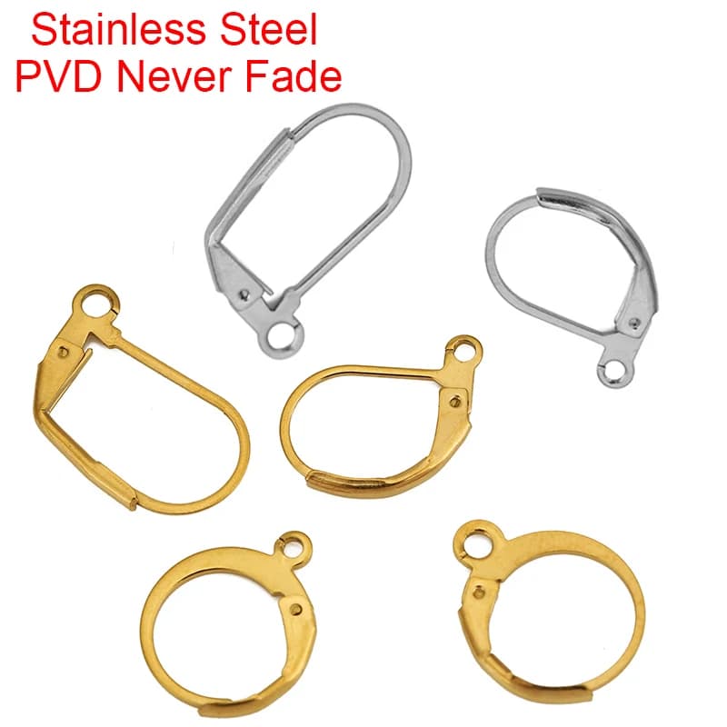 20pcs PVD Never Fade Stainless Steel Earring Hooks Clasps Hypoallergenic Earrings Making For Diy Jewelry Findings Accessories