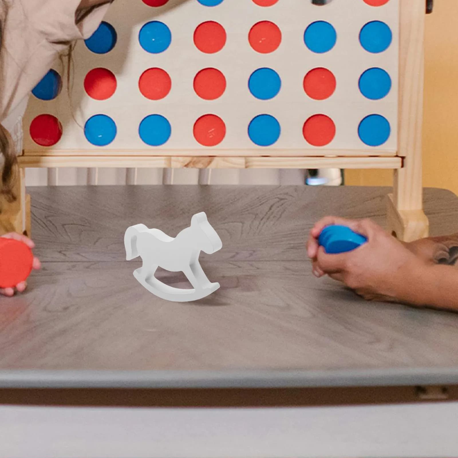 Wooden Rocking Horse Small White Painted 4.72x3.73x0.59in Exquisite Wedding Home Decor Kids Safe Horse Room Decoration