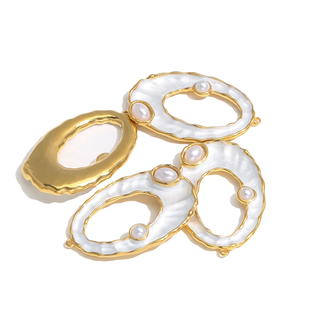 1pcs Stainless Steel Enamel Shell-shaped Charms Gold-plated DIY Necklace Earrings Jewelry Making Materials Accessories Wholesale