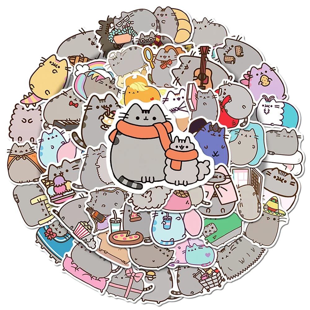 50PCS 귀여운 Kawaii Chunky 고양이 스티커 미적 전사 술 DIY 편지지 스크랩북 전화 일기 낙서 방수 귀여운 스티커 장난감