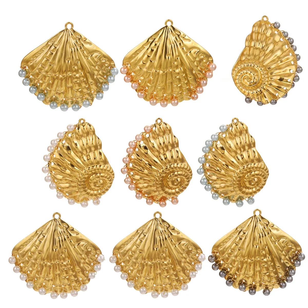 2pcs Stainless Steel Charms Large Shell Braided Bead DIY Necklaces Earrings Jewelry Making Supplies Findings Wholesale Materials