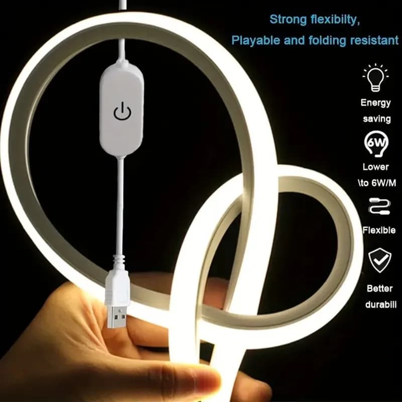 LED 네온 조명 스트립 USB DC 5V 디머블 터치센서 실리콘 방수 인테리어