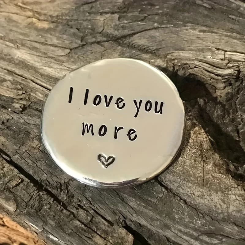 Stainless Steel Keychain with Affectionate Message I Love You More Design Circular Pendant Suitable for Women's Accessories
