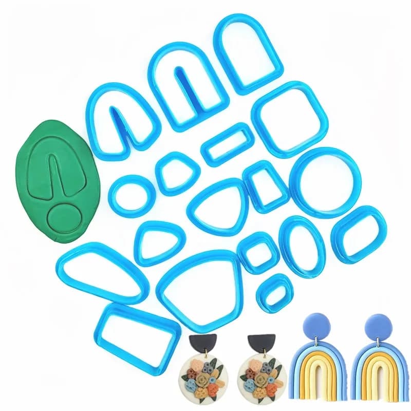 18Pcs Set Polymer Clay Earring Cutter Drop Dangle Clay Cutter Geometric Shape Clay Pendant Polymer Clay Tool Cookie Cutter