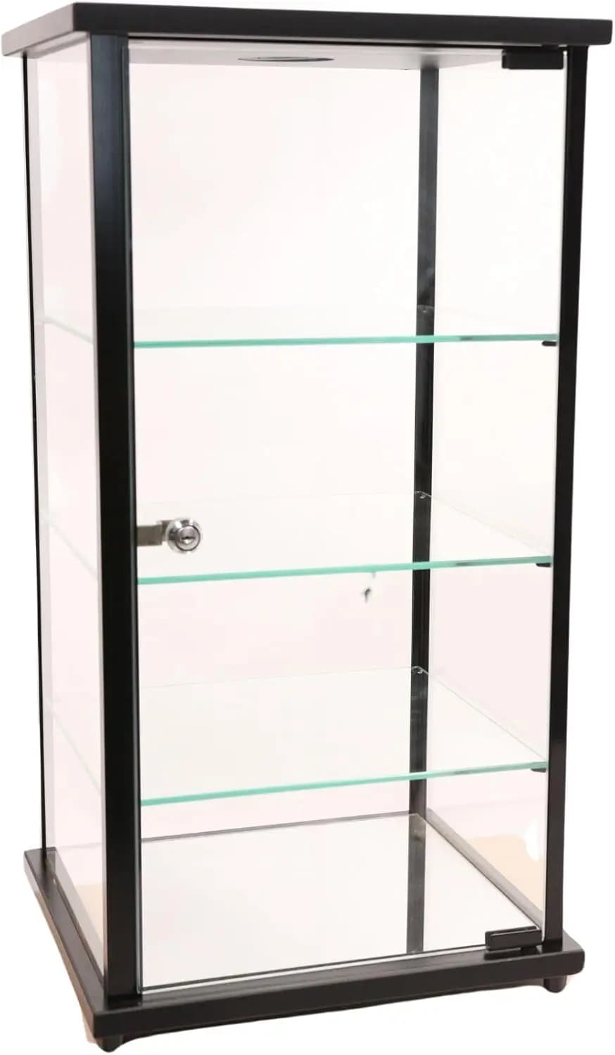 Lighted Glass Countertop Display Case - 27" H x 12" D x 14" L - with Locking Front