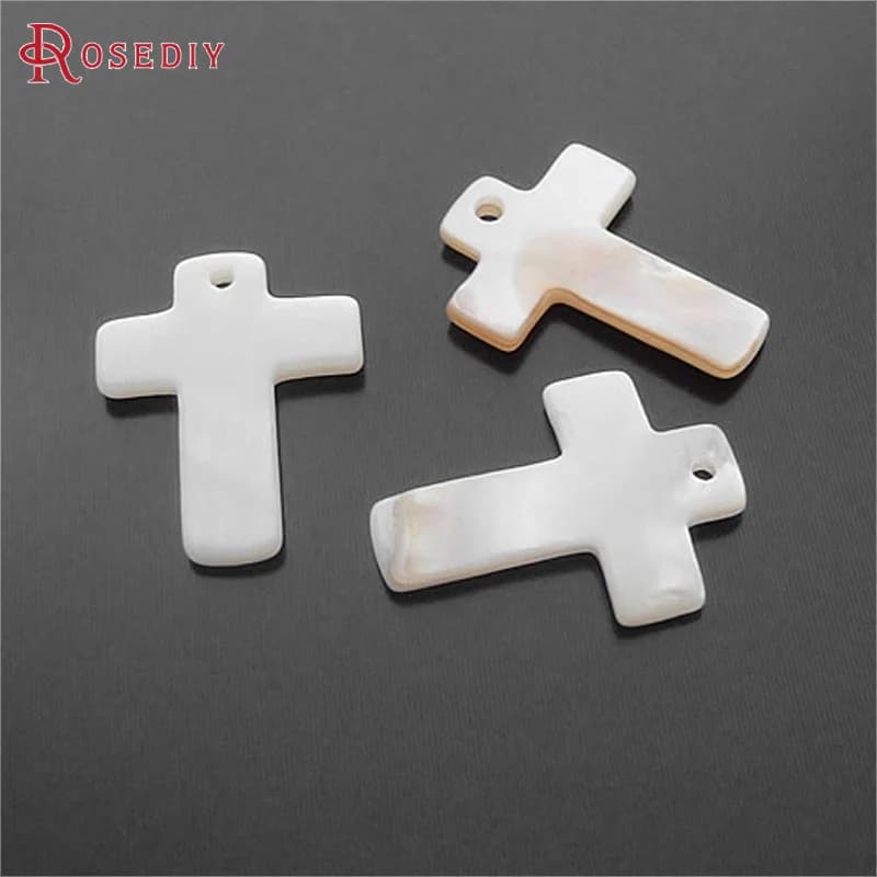 천연 민물조개 십자가 참 펜던트 20개 22x17mm DIY 주얼리 목걸이 귀걸이