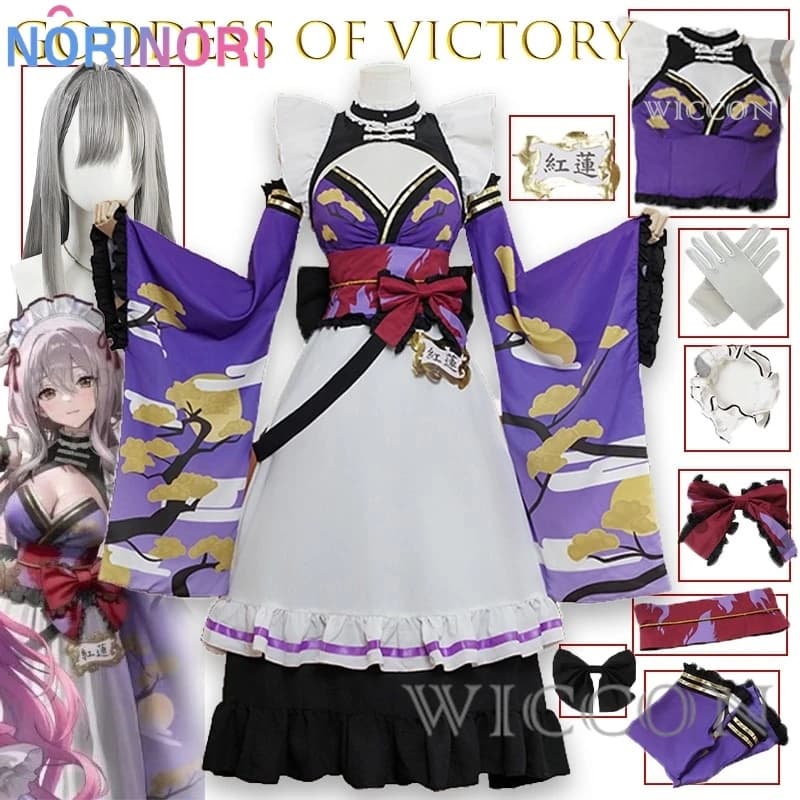 승리의 여신 니케 스칼렛 메이드 코스프레 의상 카페 할로윈