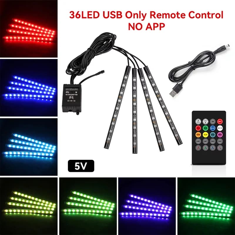 LED 자동차 실내 풋라이트 무드등 5V USB 분위기 조명