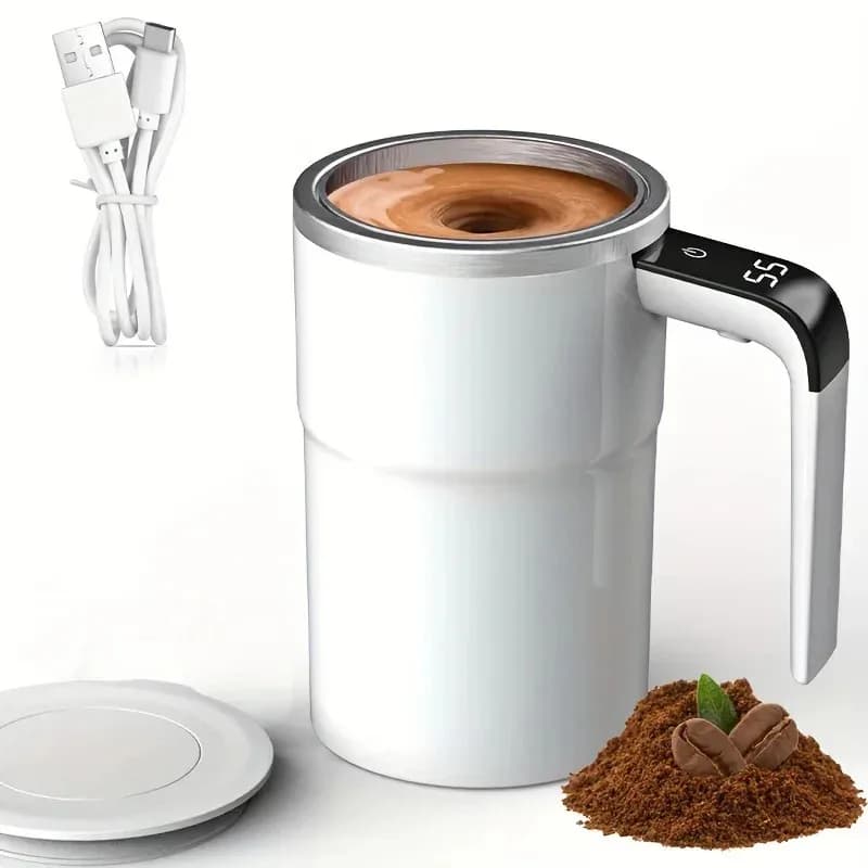 380ML 전기 자동 혼합 커피 머그 IP67 방수 커피 교반 머그 USB 충전 디지털 디스플레이 자동 마그네틱 컵