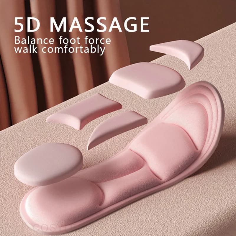 5D 마사지 메모리폼 깔창, 신발용 통기성 쿠션, 스포츠 러닝용 발바닥 교정 깔창