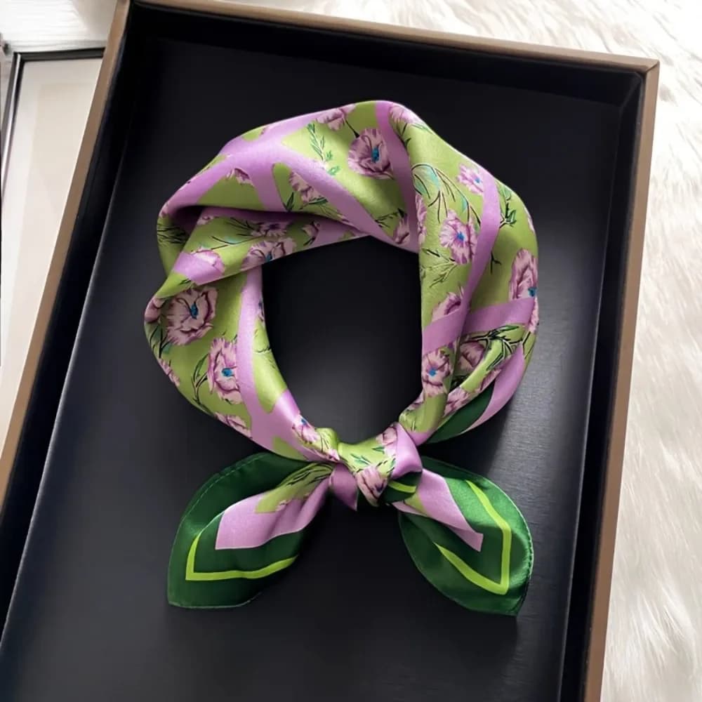 100% Luxury Silk Scarf / 27.5x27.5 Inches Breathable Square Scarf / Decorative Elegant Accessory Non-Stretch / Suitable