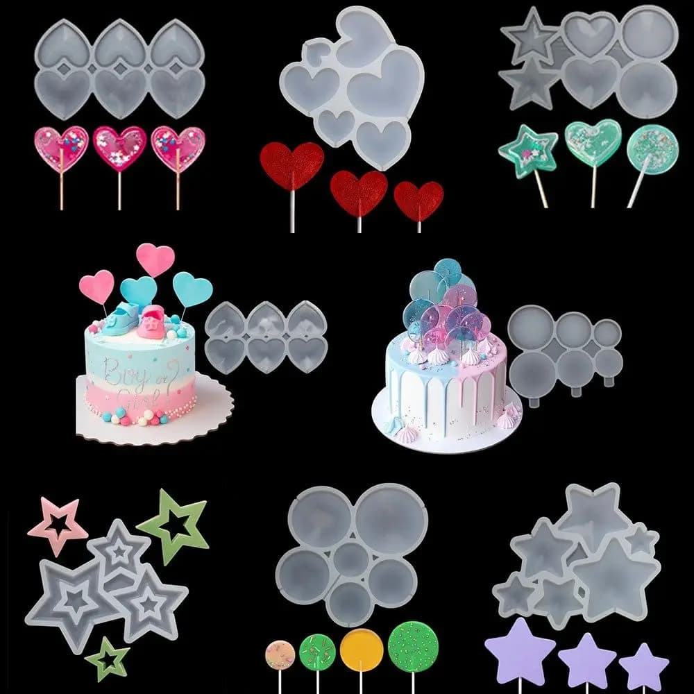 Star/Round/Heart Shape Chocolate Mould Silicone Cake Moulds Cake Decorating Tool Candy Mold Baking Accessories