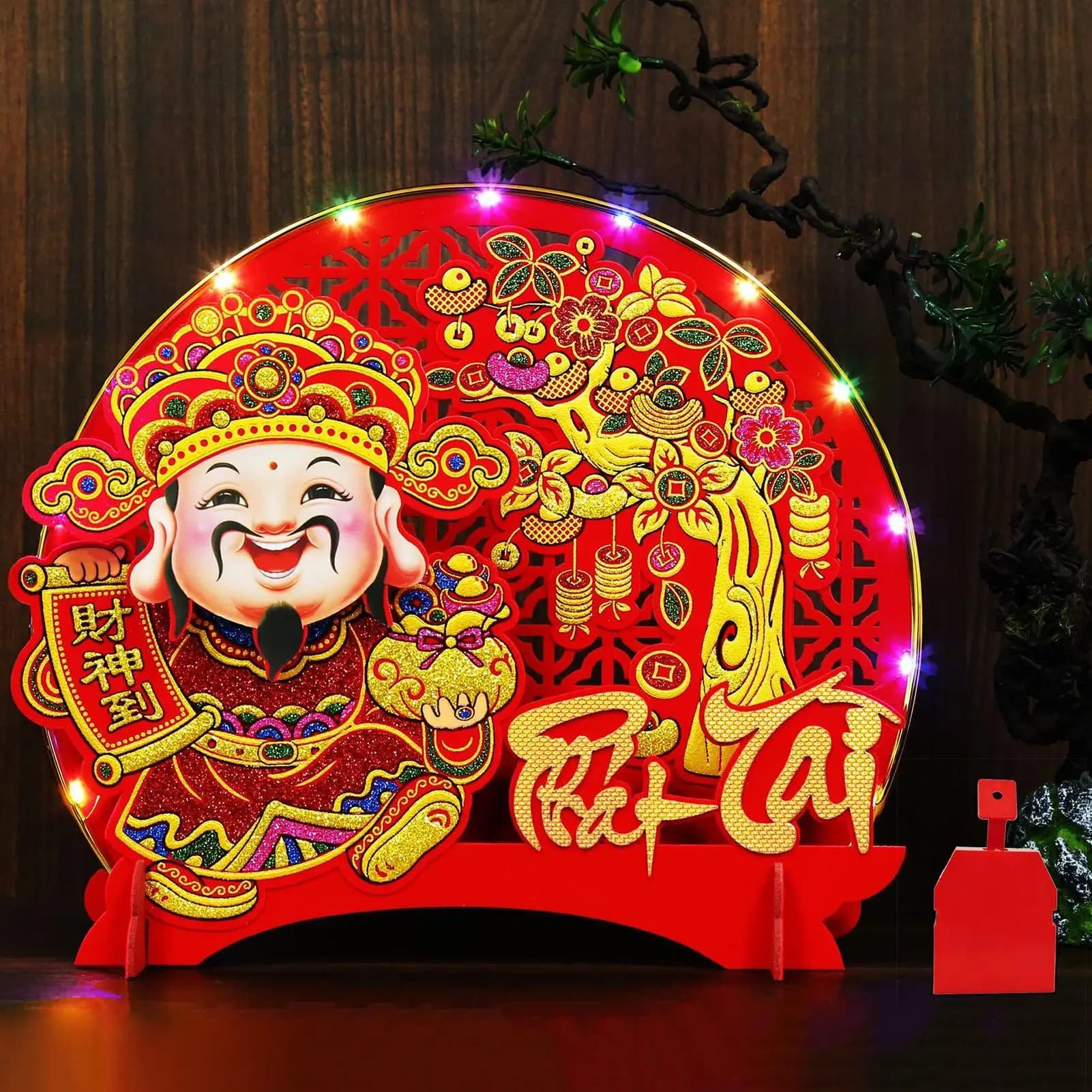 Wealth Table Ornament Nodding Vietnamese Centerpiece Felt Table Decorations with Light for New Year Spring Festival Home