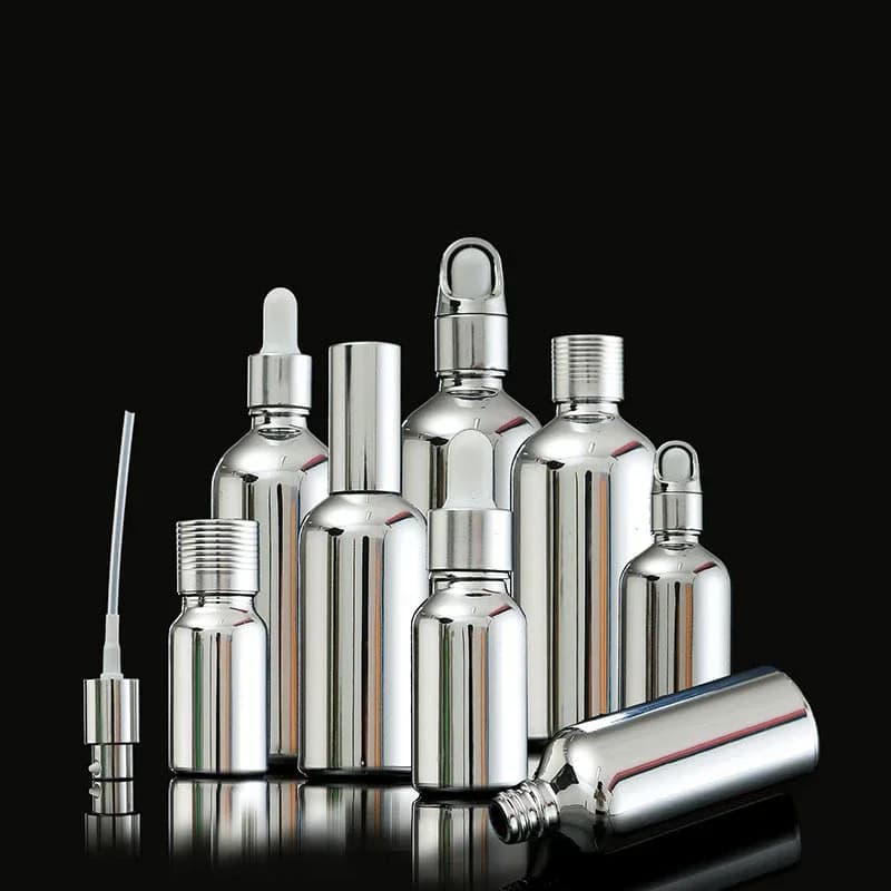 실버 유리 에센셜 오일 점적 보틀 10-100ml 스프레이 공병