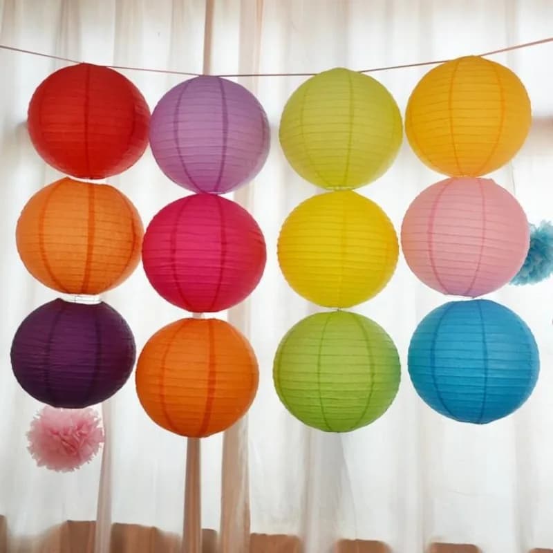 Multicolor Chinese Paper Lanterns10-15-20-25-30-35-40cm Wedding Party Decoration Shopping Mall Event Decoration Hanging Lanterns