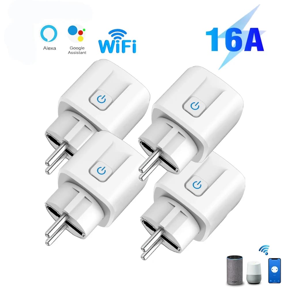 Tuya WiFi 스마트 플러그 16A/20A EU 스마트 소켓(전원 모니터 타이밍 포함) 스마트 라이프 지원 Alexa Google Home Yandex SmartThings