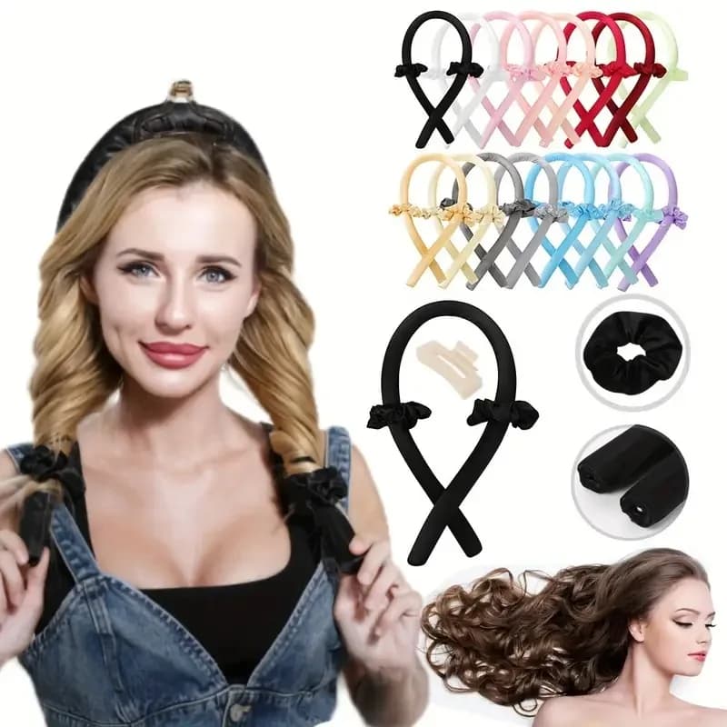 1세트 여성용 열 없는 컬링 로드 열 없는 헤어 컬 헤어밴드 머리카락을 부드럽고 윤기 있게 만드는 헤어 컬러 헤어드레싱 도구 액세서리