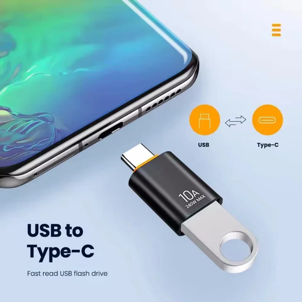10A 차량용 USB to Type-C 2in1 충전 데이터 OTG 어댑터