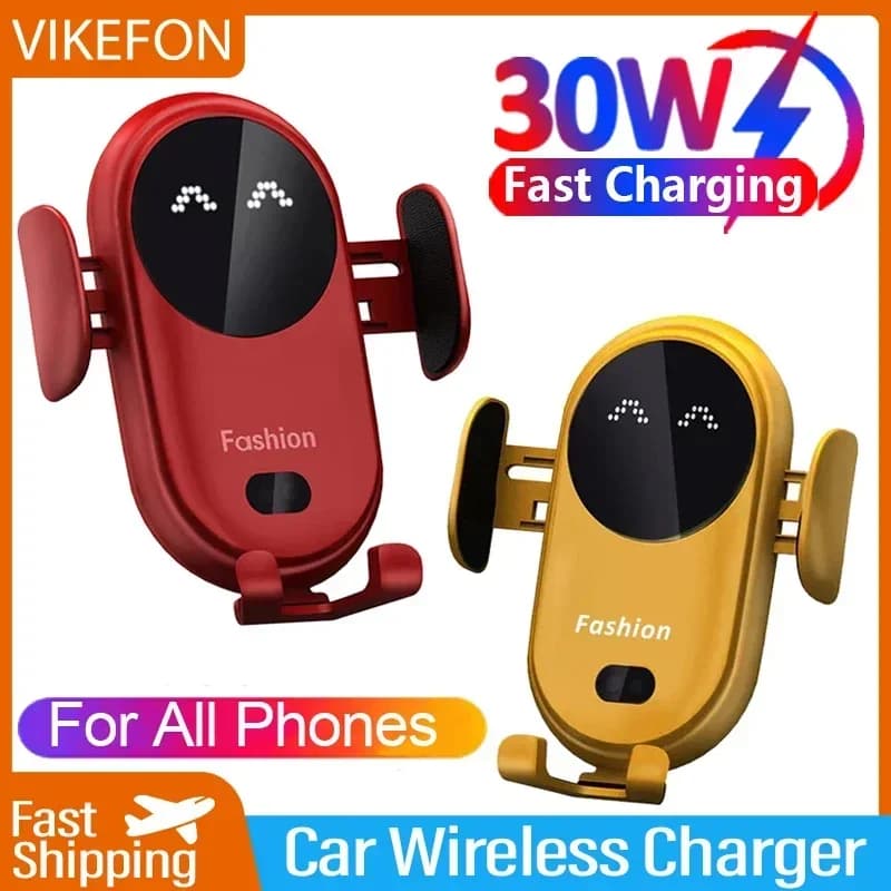 VIKEFON 30W 차량용 무선 충전기 차량용 전화 홀더 iPhone 12 Pro Max 11 Pro X MAX 8 7 Plus 지능형 적외선 전화 홀더