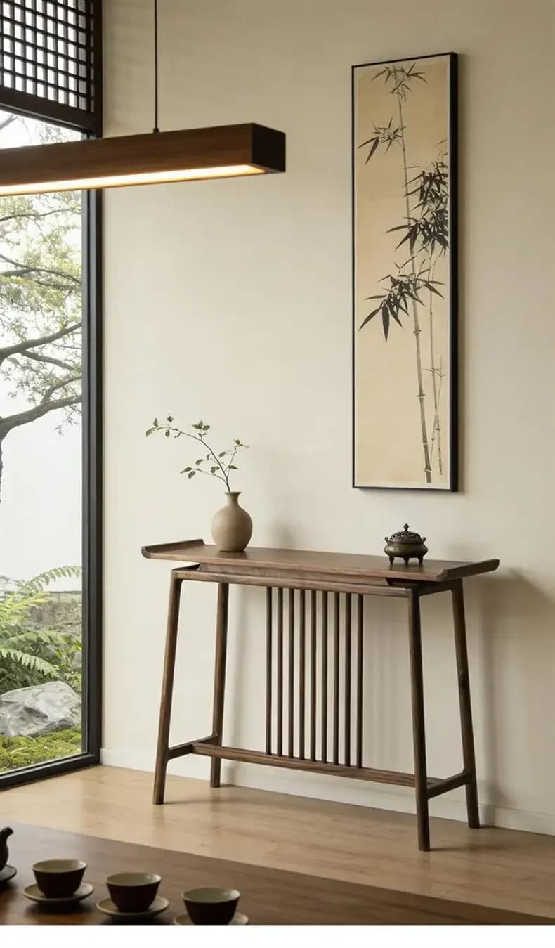 black walnut Song's aesthetic plan New Chinese-style entrance table Furniture Solid wood strips Song-style