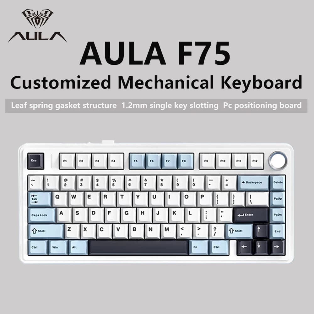 AULA F75 2.4G 무선 블루투스 유선 게임용 기계식 키보드, RGB 맞춤형 75% 레이아웃, OEM 프로파일 개스킷 구조