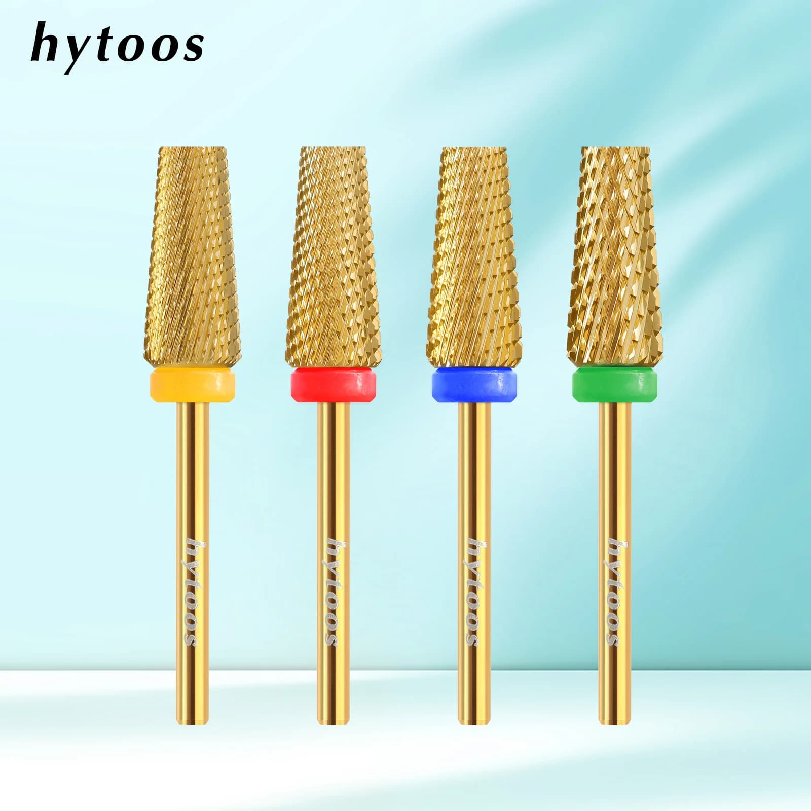 HYTOOS 골드 테이퍼 5-in-1 네일 드릴 비트 카바이드 젤 제거 매니큐어 공구