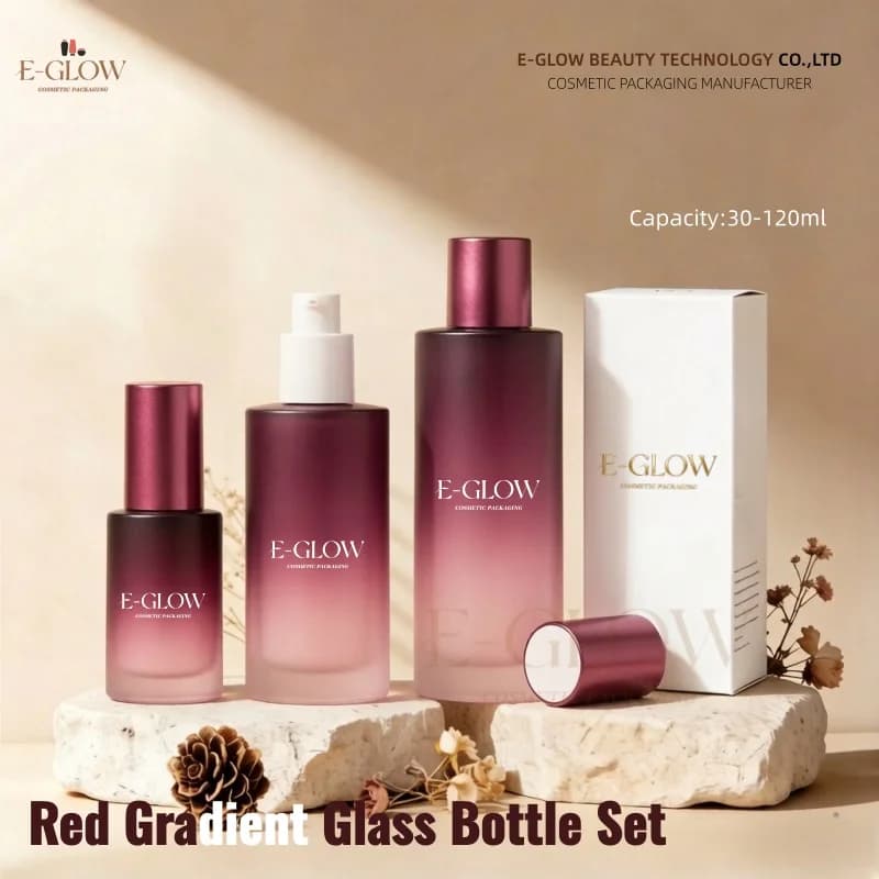 로고 커스텀 100ml 40ml 화장품 유리 로션병 레드캡 50g 아이크림 용기