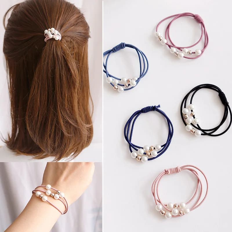 Fashion Pearl Elastic Hair Bands multilayer hair ring Ponytail Holder Headband Rubber Band for women girls Hair Accessories