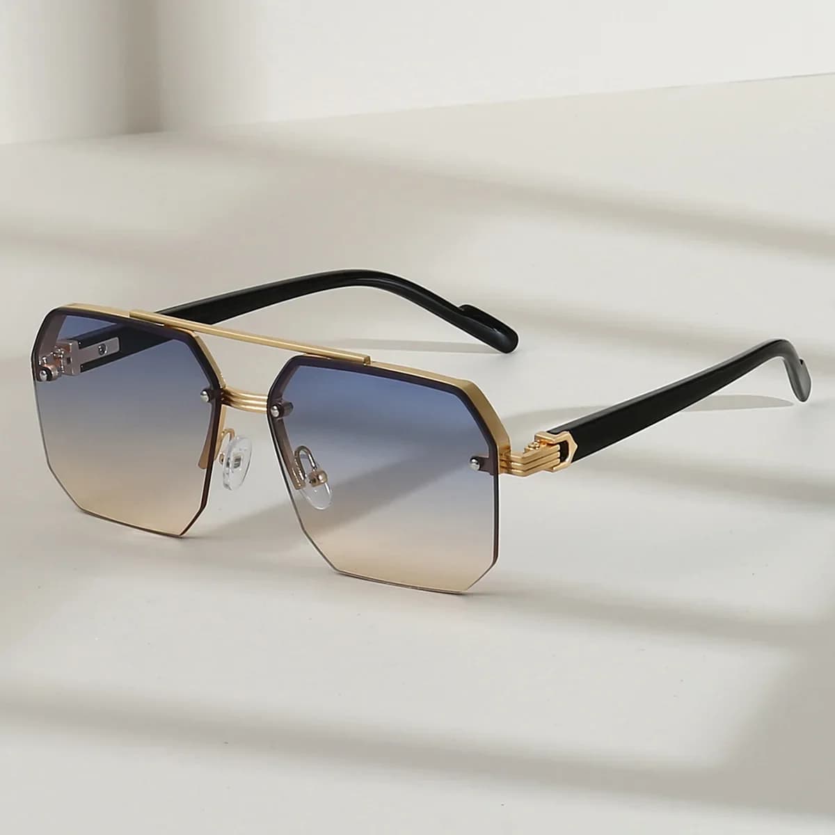 남성용 금속 선글라스 스퀘어 하프 프레임 쌀 손톱 캐주얼 트렌드 성격 복고풍 패션 야외 스포츠 안경