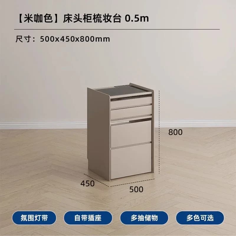 r5.13   Minimalist Solid Wood Bedside Table Integrated Dressing Table Bedroom Bedside Mini Storage Cabinet Makeup Table